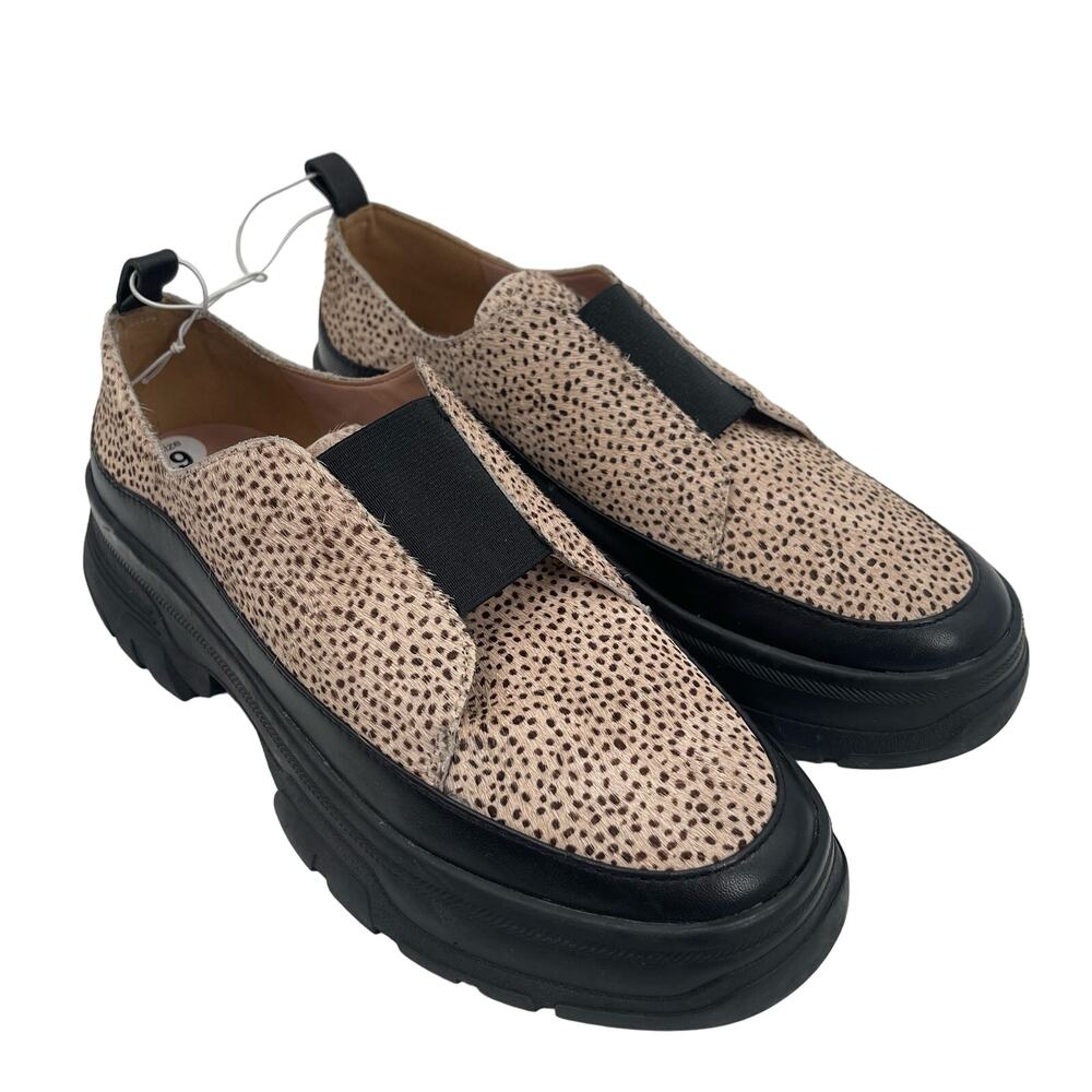 LINEA PAOLO Shoes Size 9 Roselle 2 Genuine Calf Hair Leather Animal Print SlipOn